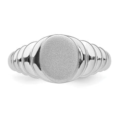 Sterling Silver Rhodium-plated Satin and Polished Signet Ring - 3