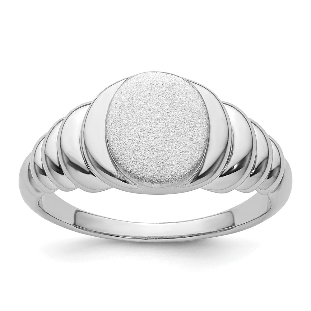 Sterling Silver Rhodium-plated Satin and Polished Signet Ring - 3