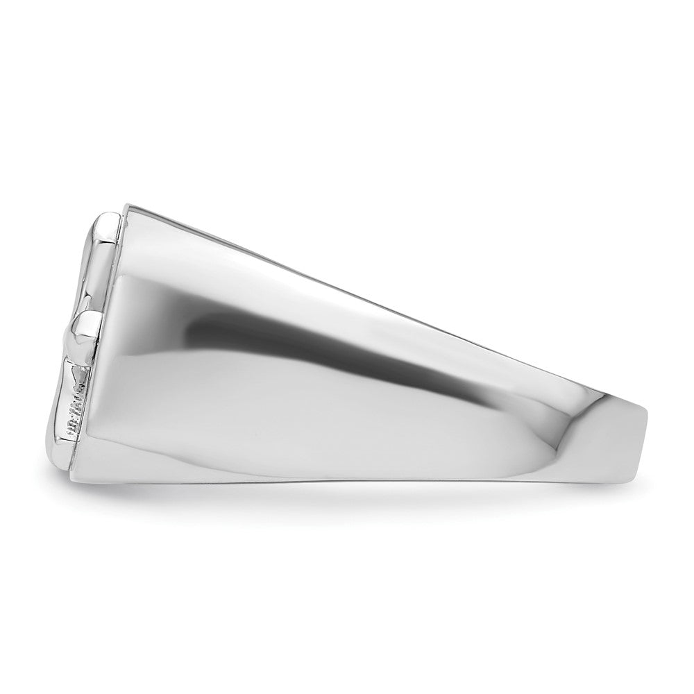 Sterling Silver Rhodium-plated Polished Cross Ring - 2