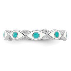 Sterling Silver Rhodium-plated with Enamel Evil Eye Ring - 2