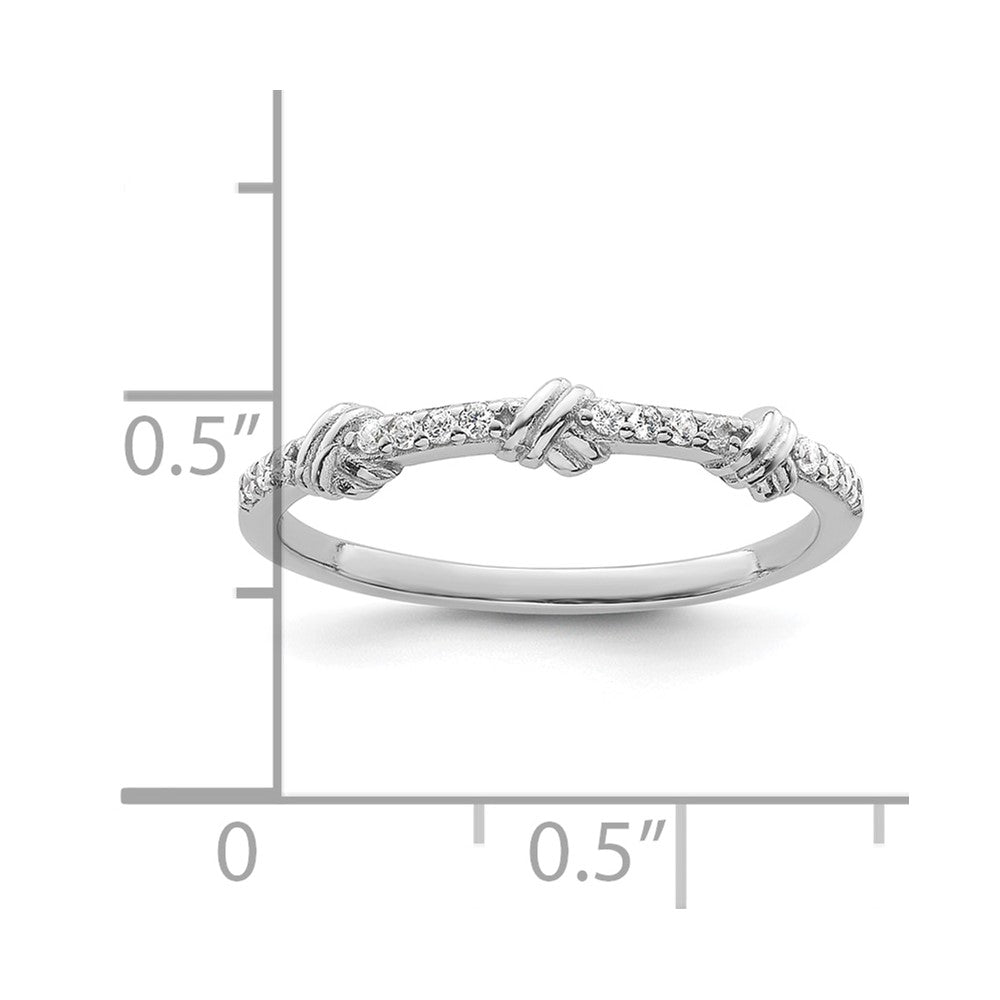 Sterling Silver Rhodium-plated Clear CZ Knot Ring - 3
