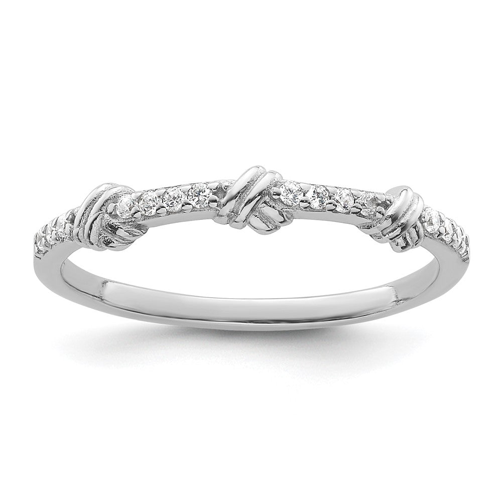 Sterling Silver Rhodium-plated Clear CZ Knot Ring - 3