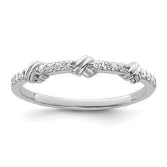 Sterling Silver Rhodium-plated Clear CZ Knot Ring - 3
