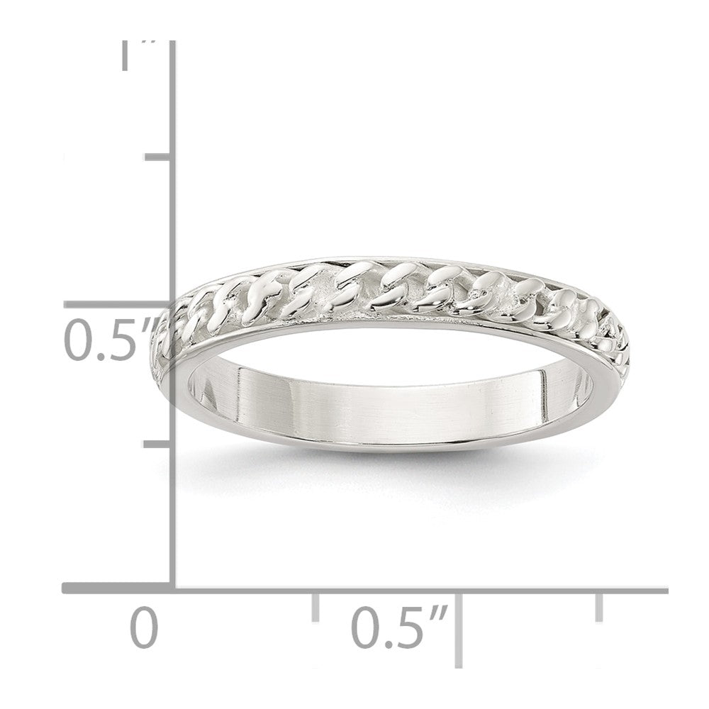 Sterling Silver Chain Inlay Design 3mm Band - 3