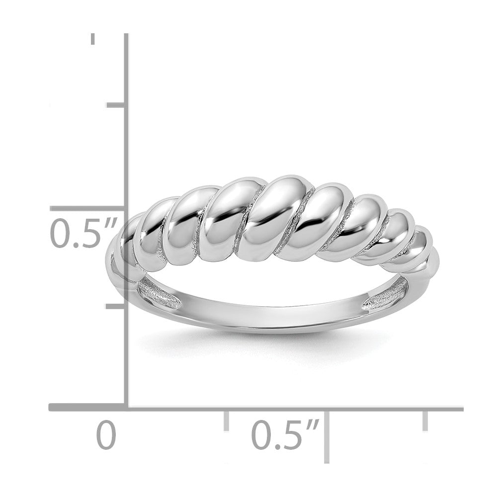Sterling Silver Rhodium-plated Scalloped Ring - 3