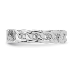Sterling Silver Rhodium-plated Bar and Chain Link Adjustable Ring