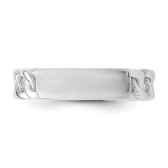 Sterling Silver Rhodium-plated Bar and Chain Link Adjustable Ring - 2