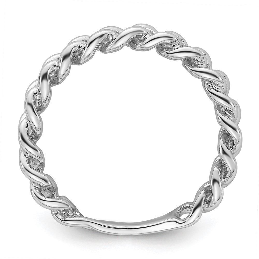 Sterling Silver Rhodium-plated Polished Chain Link Ring - 3