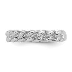 Sterling Silver Rhodium-plated Polished Chain Link Ring - 3