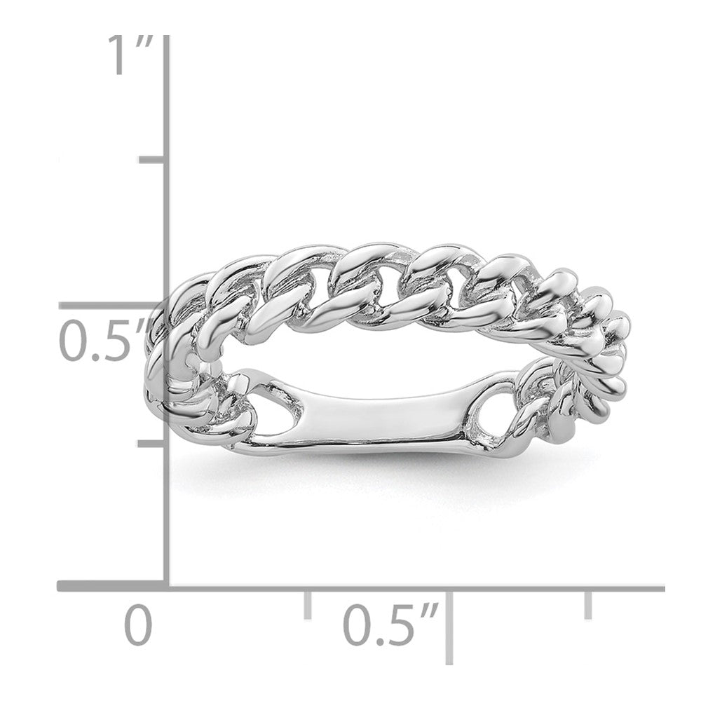 Sterling Silver Rhodium-plated Polished Chain Link Ring - 3