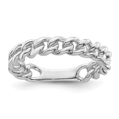 Sterling Silver Rhodium-plated Polished Chain Link Ring - 3