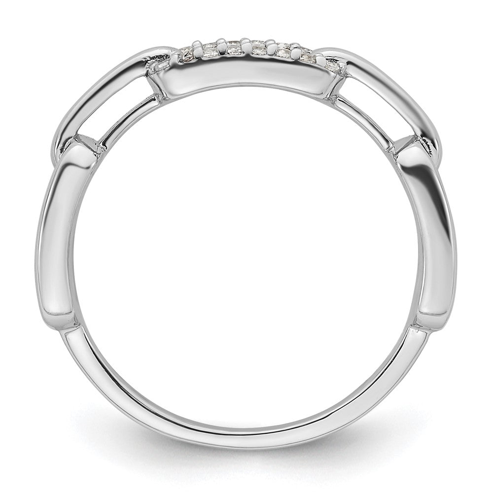 Sterling Silver Rhodium-plated CZ Link Ring - 6