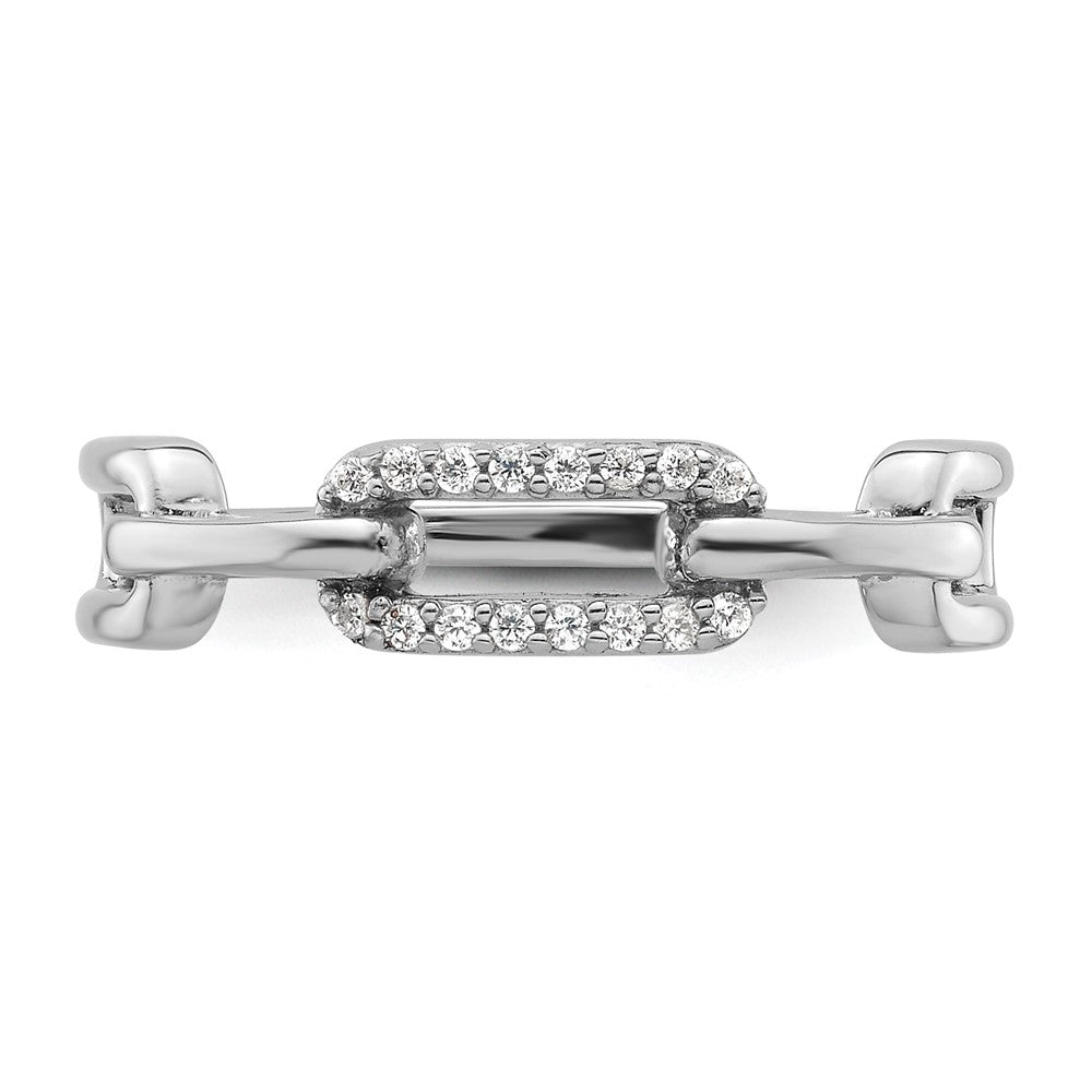 Sterling Silver Rhodium-plated CZ Link Ring - 5