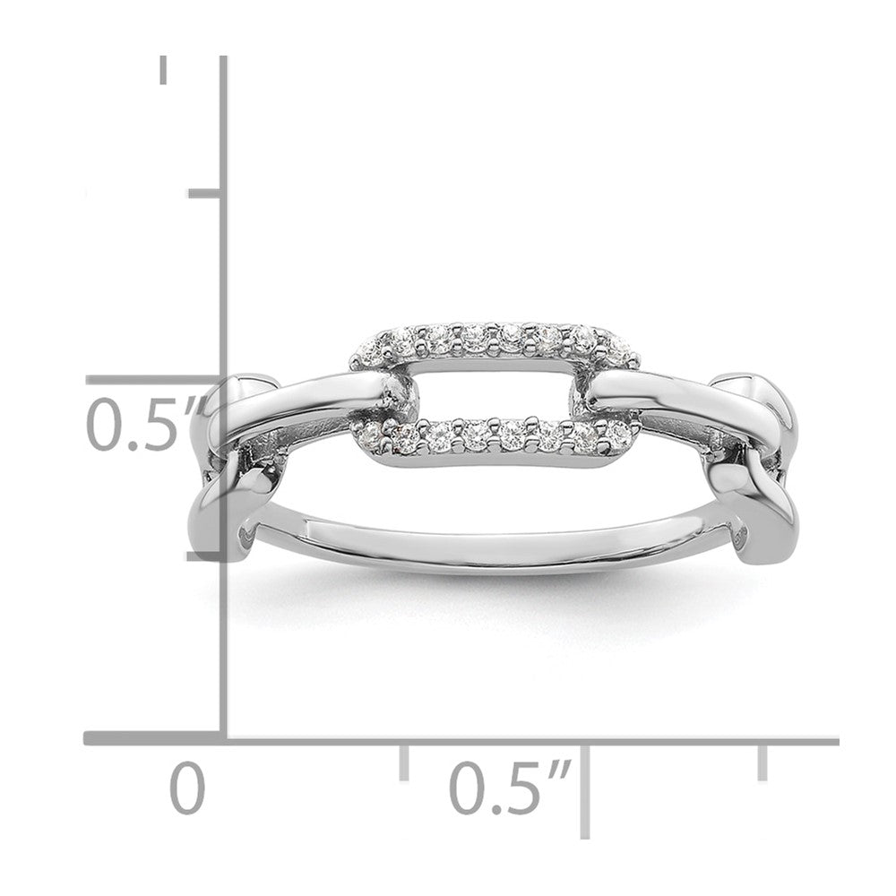 Sterling Silver Rhodium-plated CZ Link Ring - 5