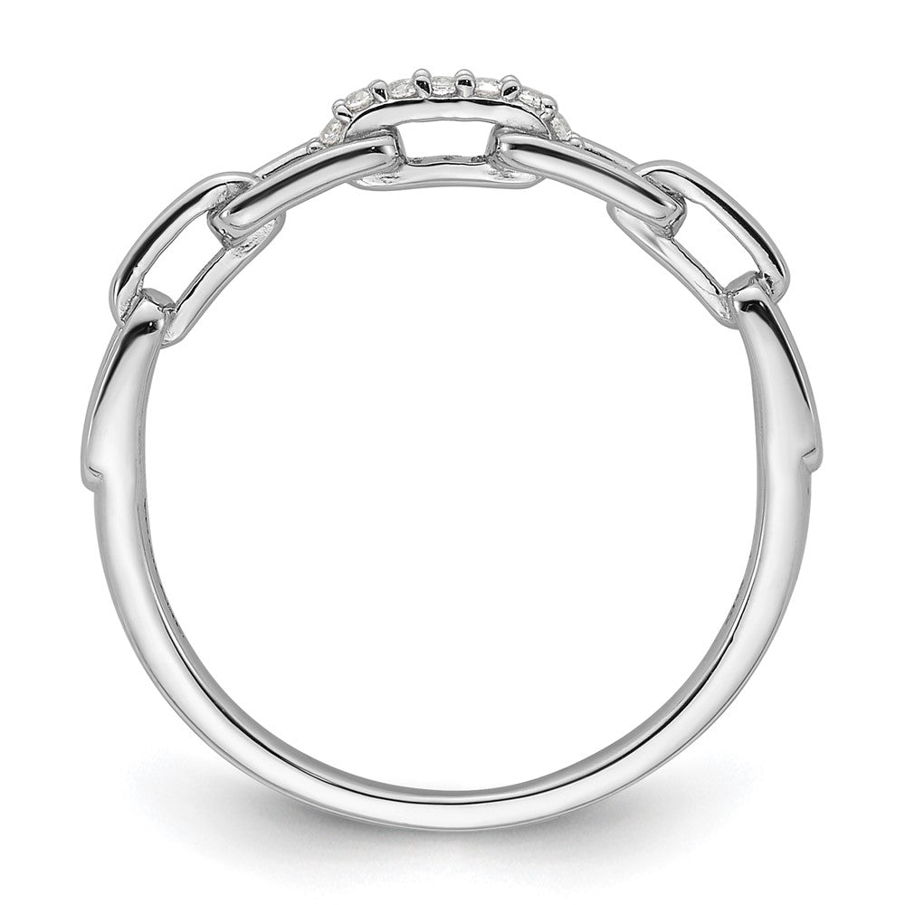 Sterling Silver Rhodium-plated CZ Link Ring - 4