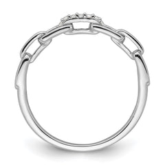 Sterling Silver Rhodium-plated CZ Link Ring - 4