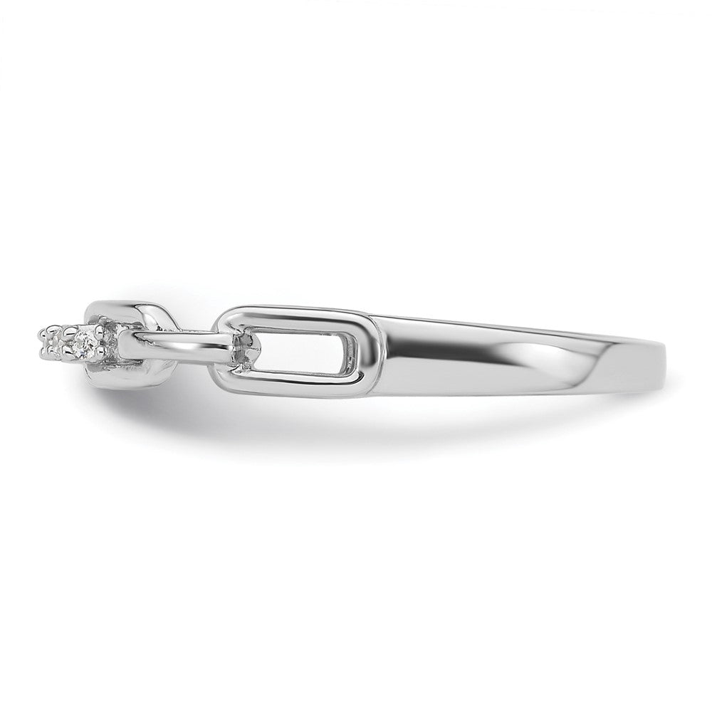 Sterling Silver Rhodium-plated CZ Link Ring - 4