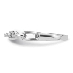 Sterling Silver Rhodium-plated CZ Link Ring - 4