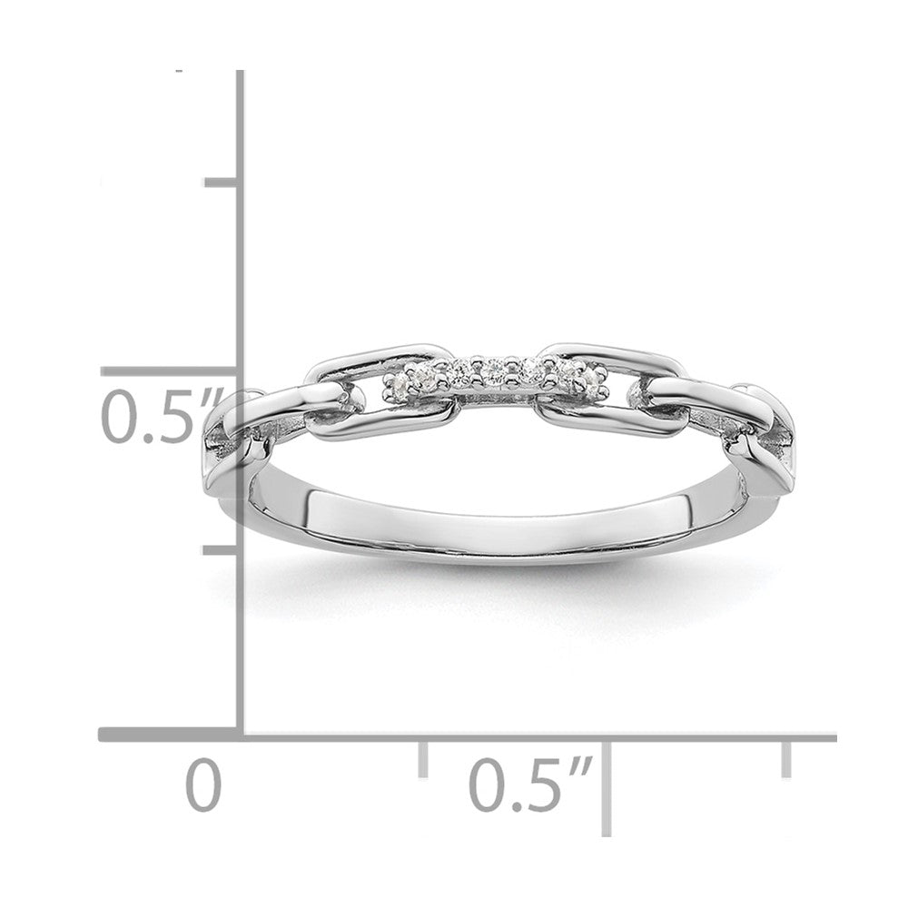 Sterling Silver Rhodium-plated CZ Link Ring - 4