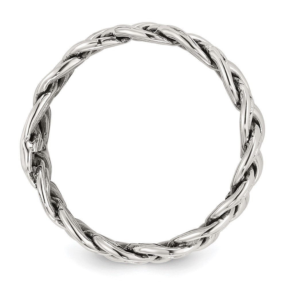 Sterling Silver Oxidize and Polished 6mm Braided Band - 3
