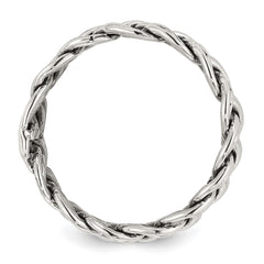 Sterling Silver Oxidize and Polished 6mm Braided Band - 3
