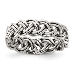 Sterling Silver Oxidize and Polished 6mm Braided Band - 3