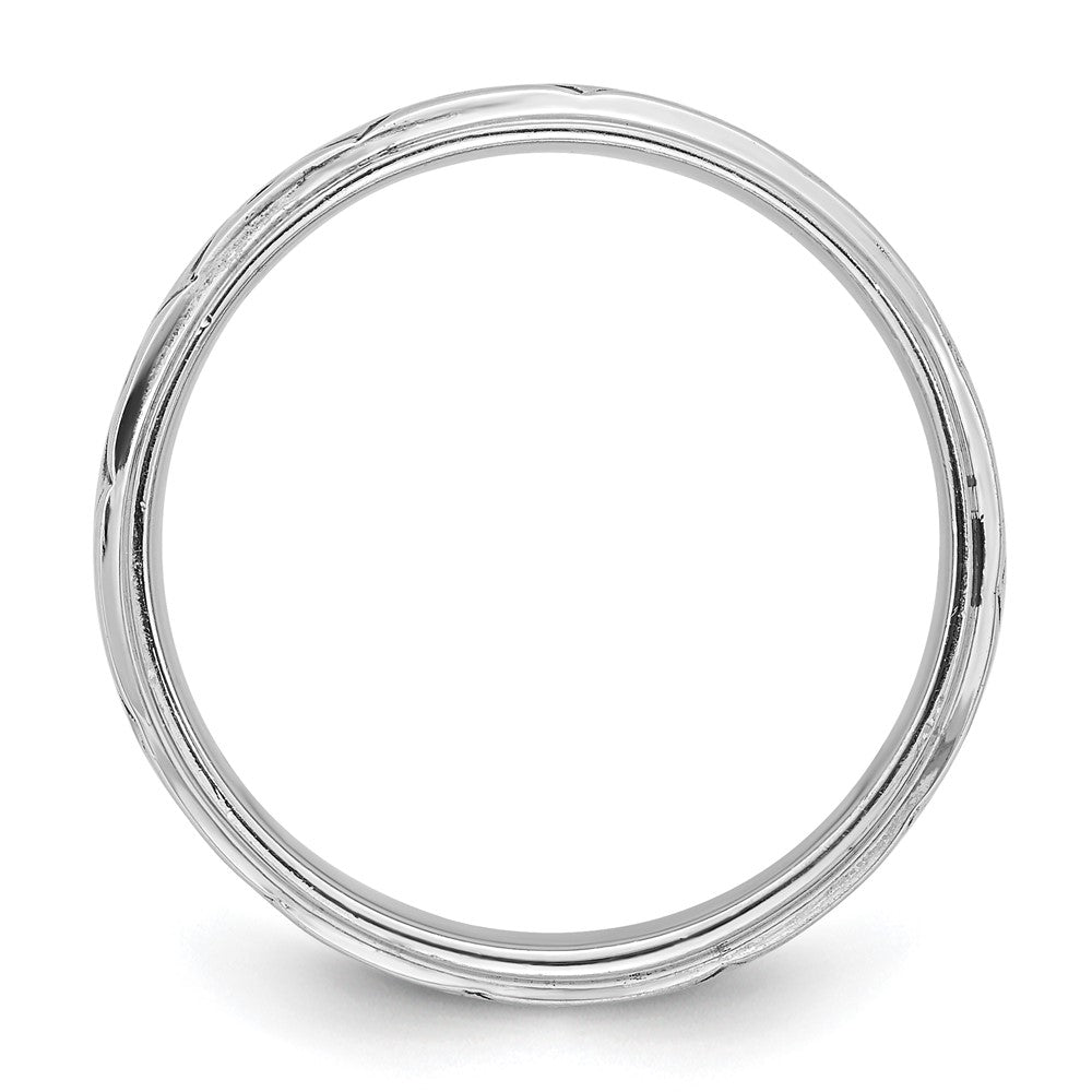 Sterling Silver Rhodium-plated with Antiqued 9mm Zig Zag Band Ring - 2
