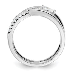 Sterling Silver Rhodium-plated Fancy CZ Ring - 2