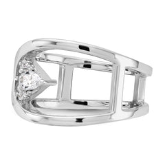 Sterling Silver Rhodium-plated Fancy CZ Ring - 3