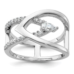 Sterling Silver Rhodium-plated Fancy CZ Ring - 3