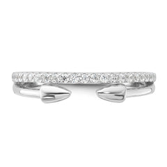 Sterling Silver Rhodium-plated CZ with Open Arrow Band - 3
