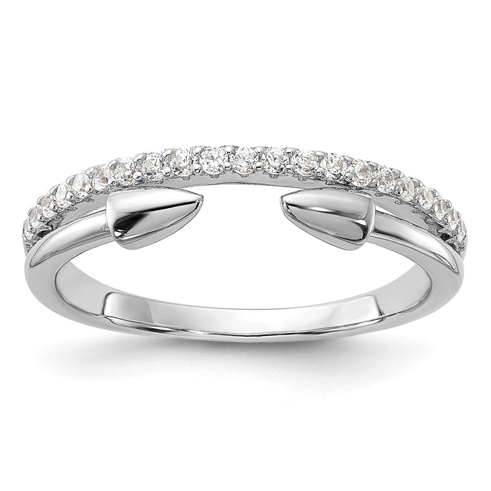 Sterling Silver Rhodium-plated CZ with Open Arrow Band - 3