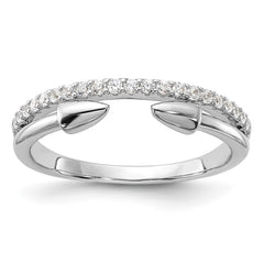Sterling Silver Rhodium-plated CZ with Open Arrow Band - 3