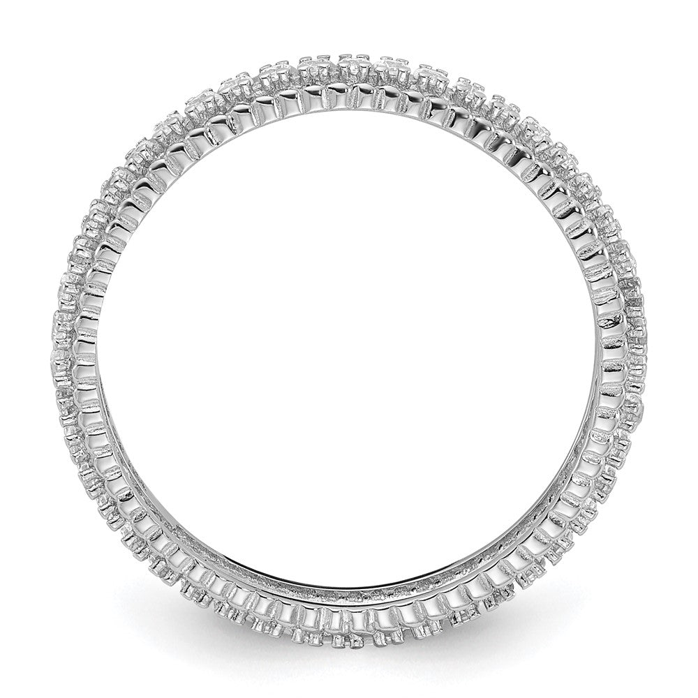 Sterling Silver Rhodium-plated CZ 3mm Eternity Band - 3