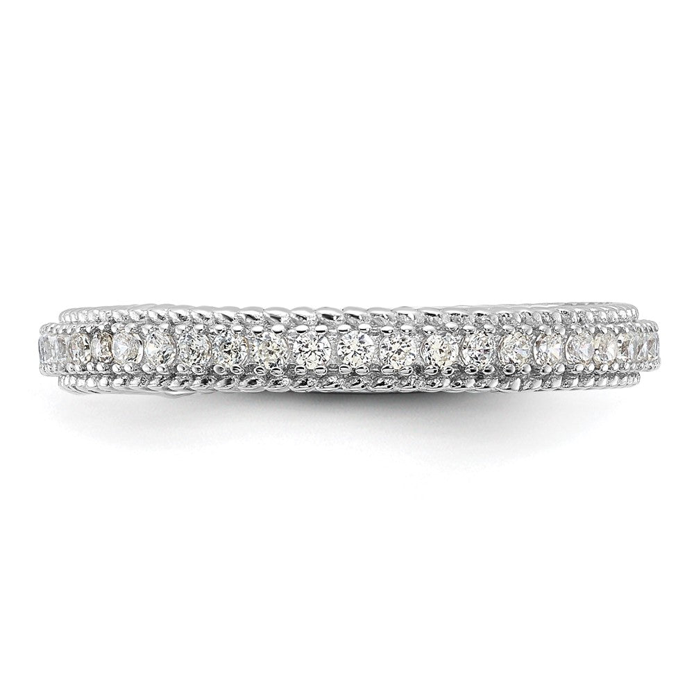 Sterling Silver Rhodium-plated CZ 3mm Eternity Band - 3