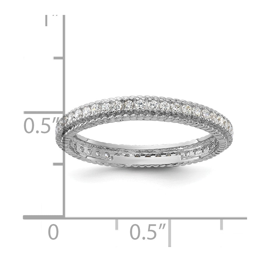 Sterling Silver Rhodium-plated CZ 3mm Eternity Band - 2