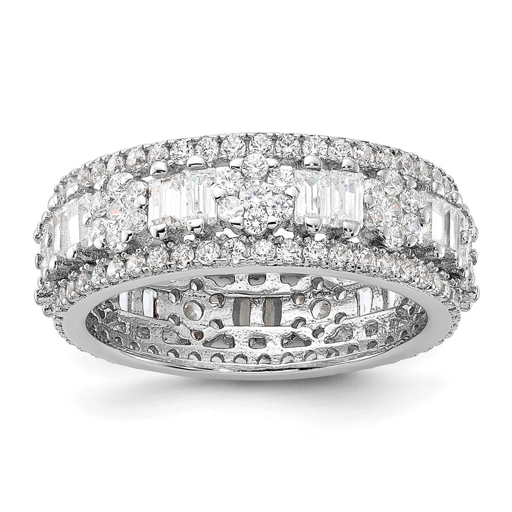 Sterling Silver Rhodium-plated CZ Eternity Band - 3