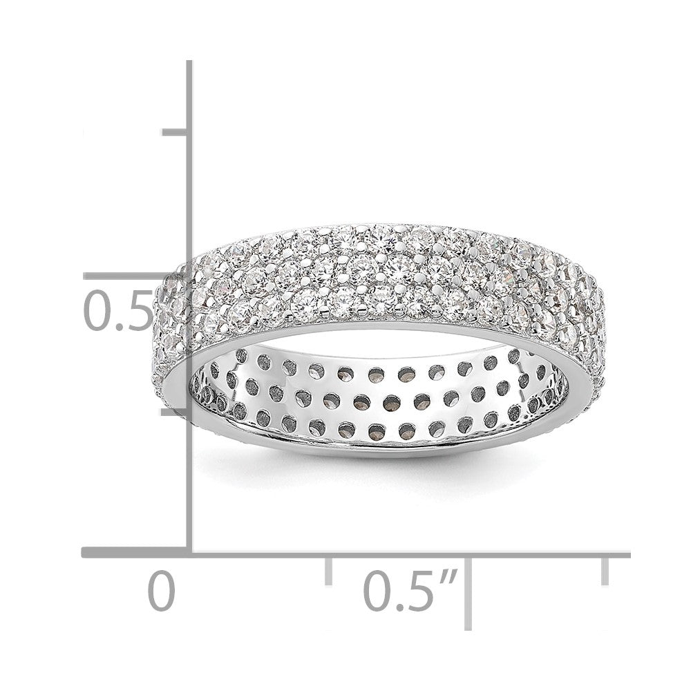 Sterling Silver Rhodium-plated 4mm CZ Eternity Band - 3