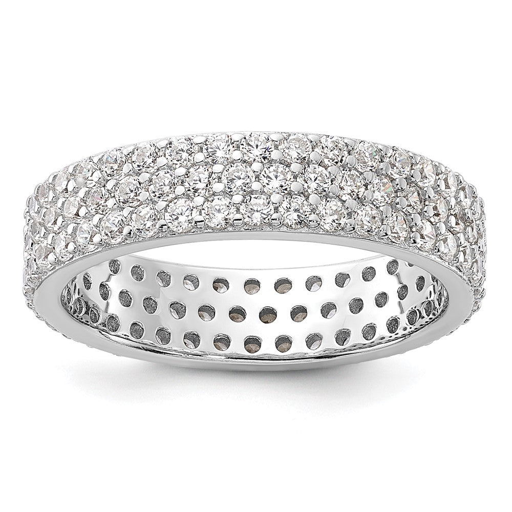 Sterling Silver Rhodium-plated 4mm CZ Eternity Band - 2