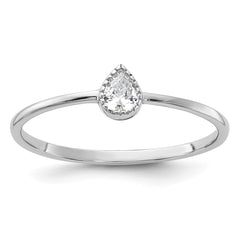 Sterling Silver Rhodium-plated Pear Shaped CZ Ring - 2
