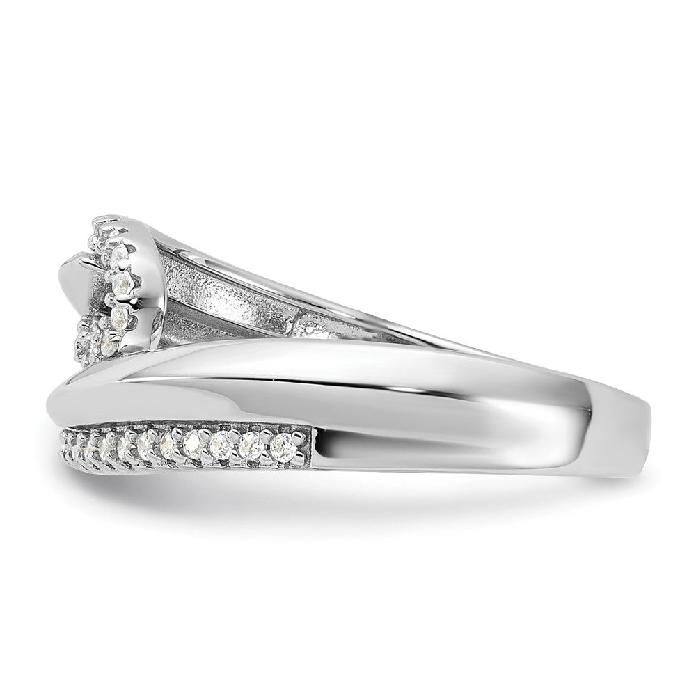 Pure Fire Sterling Silver Rhodium-plated Fancy CZ Ring - 5