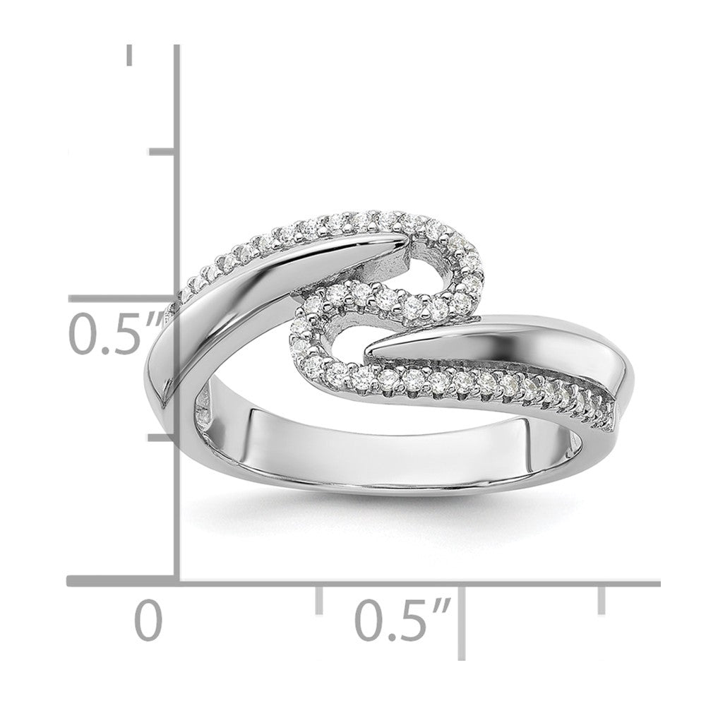 Pure Fire Sterling Silver Rhodium-plated Fancy CZ Ring - 5