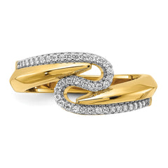 Sterling Silver Gold-tone Fancy CZ Ring - 2