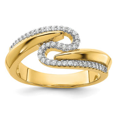 Sterling Silver Gold-tone Fancy CZ Ring - 3