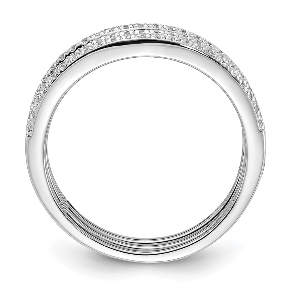 Sterling Silver Rhodium-plated CZ Curved 3 Band Set - 3