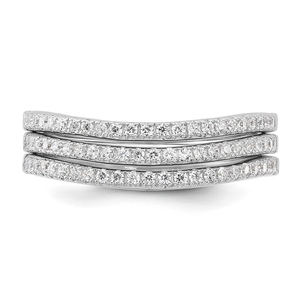 Sterling Silver Rhodium-plated CZ Curved 3 Band Set - 3