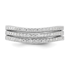 Sterling Silver Rhodium-plated CZ Curved 3 Band Set - 2