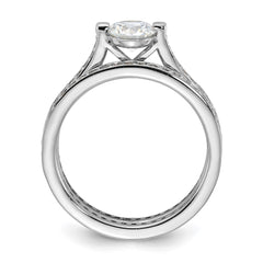 Sterling Silver Rhodium-plated CZ Eternity Engagement Ring and Band Set - 3