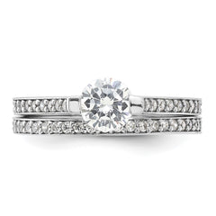 Sterling Silver Rhodium-plated CZ Eternity Engagement Ring and Band Set - 2