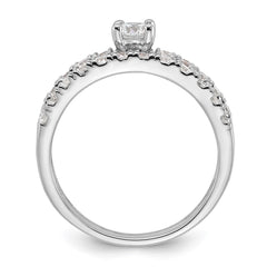 Sterling Silver Rhodium-plated CZ Ring and Band Set - 2